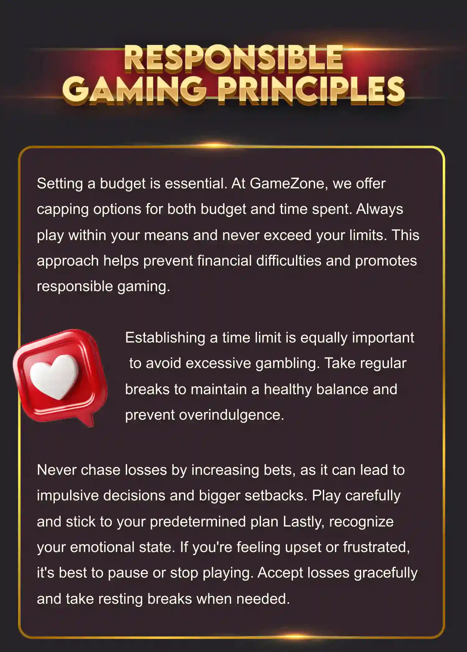 GameZone Responsible Gaming