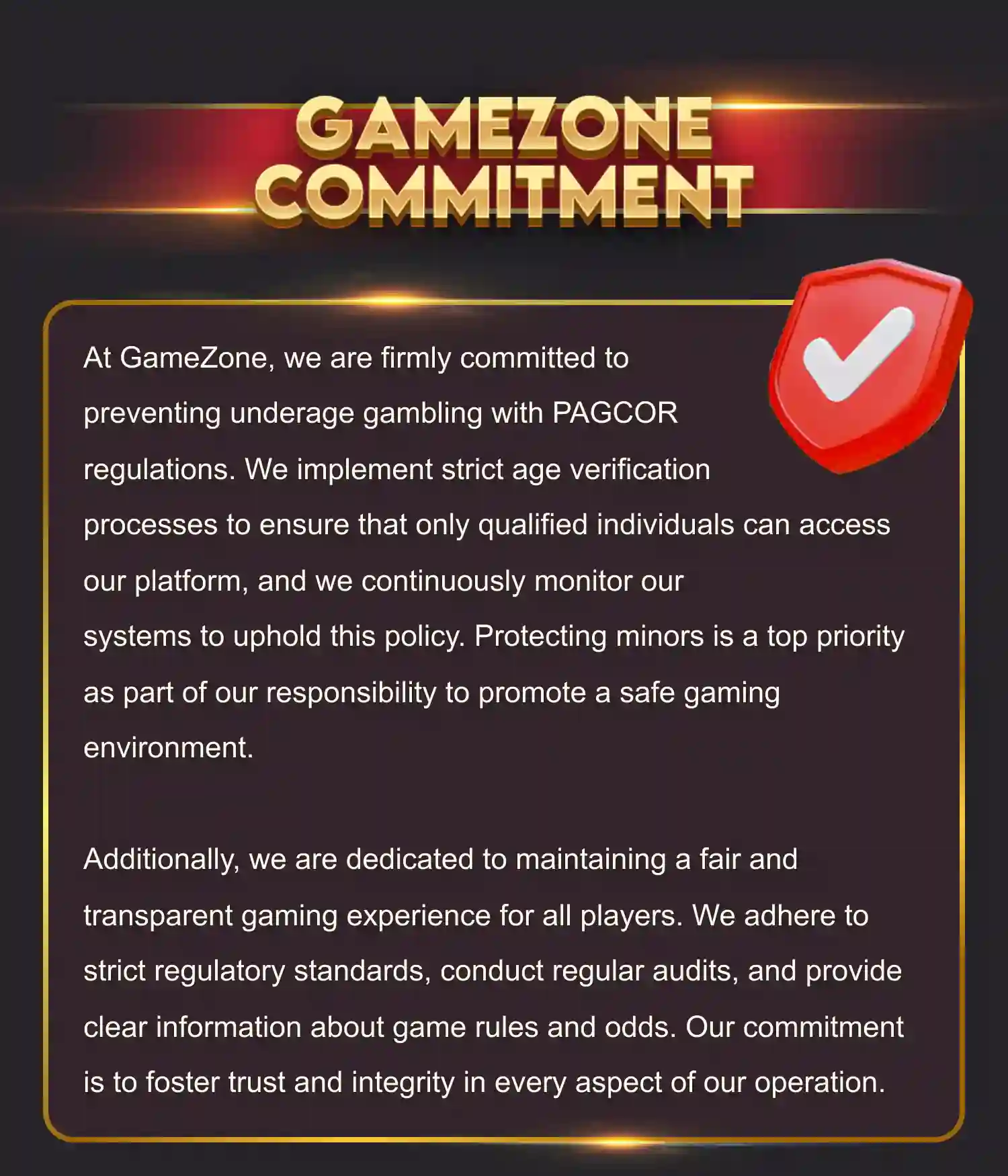 GameZone Responsible Gaming