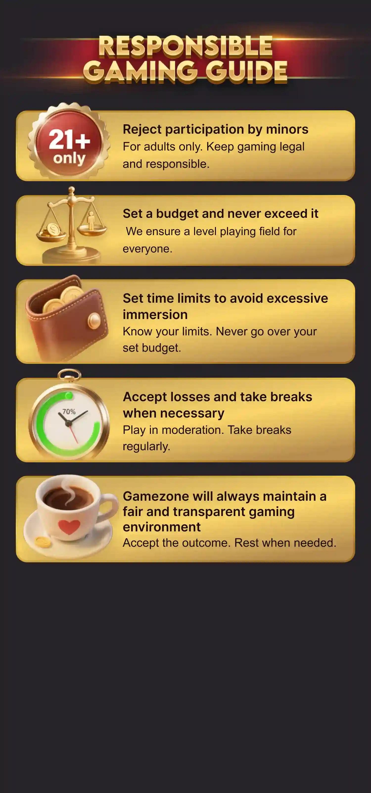 GameZone Responsible Gaming